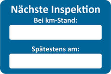 Kundendienstaufkleber blau, NÄCHSTE INSPEKTION
